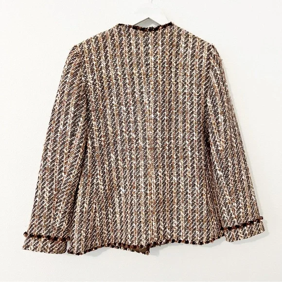 Ann Taylor Fringe Tweed Brown Jacket Blazer Size 4 - Picture 7 of 7